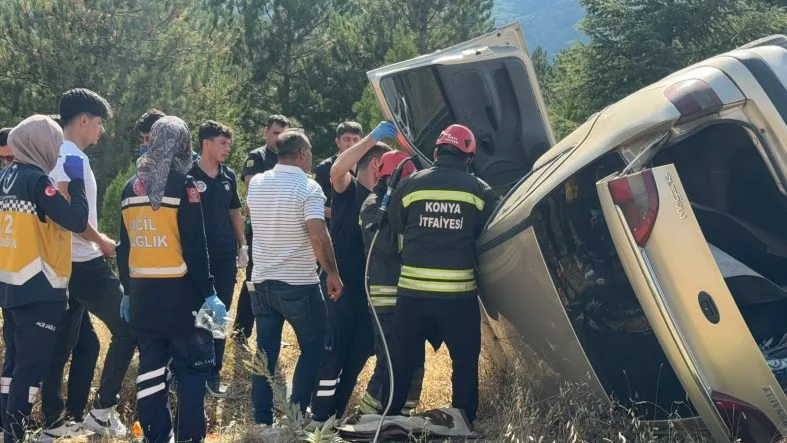 Seydişehir'de takla atan otomobilin sürücüsü yaralandı