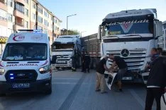Konya'da iki tır ile otomobilin karıştığı zincirleme kazada 1 kişi yaralandı